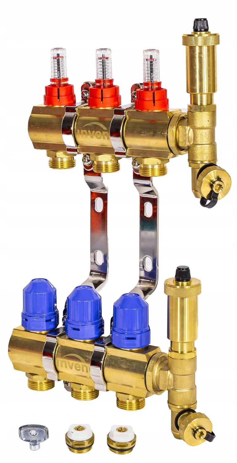 ROZDZIELACZ MOSIĘŻNY OGRZEWANIA PODŁOGOWEGO PLUS 3-OBIEGOWY INVENA
