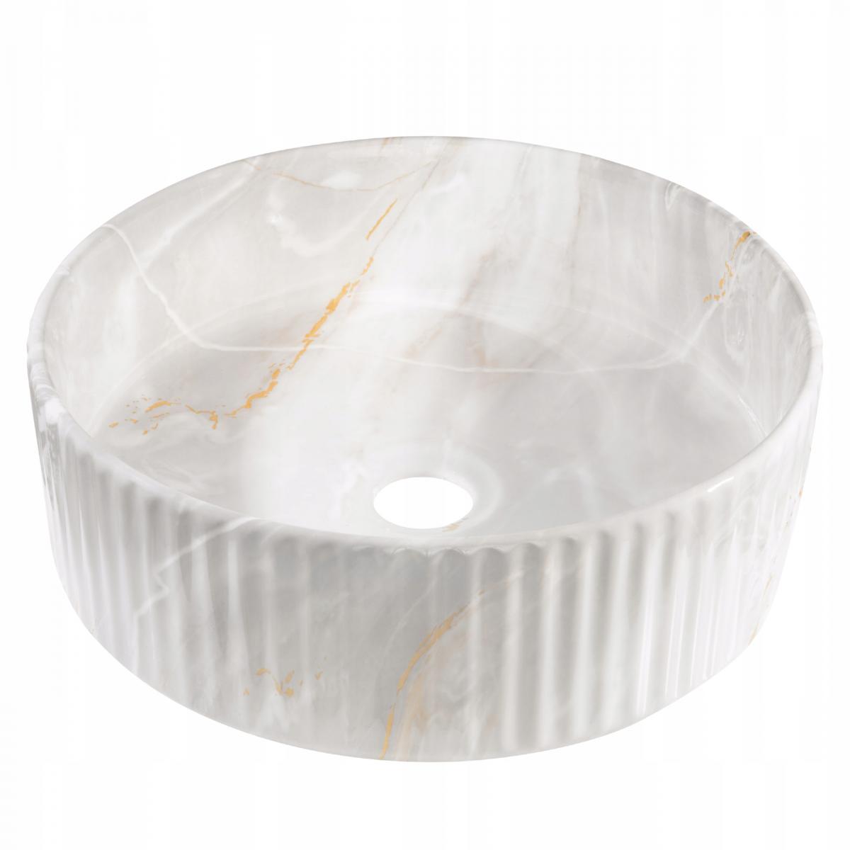 INVENA UMYWALKA NABLATOWA GLAMOUR TREND 36CM OKR RYFL EFEKT MARM SZARY/BEŻ