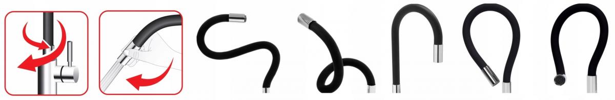 INVENA BATERIA ZLEWOZ JOGA PLUS Z RUCHOMĄ WYLEWKĄ, KOLOR BEŻOWA