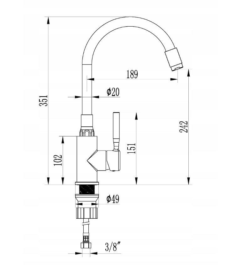 INVENA BATERIA ZLEWOZMYWAK MAGIC Z ELAST WYLEWKĄ, KOLOR CZARNY/ROSE GOLD