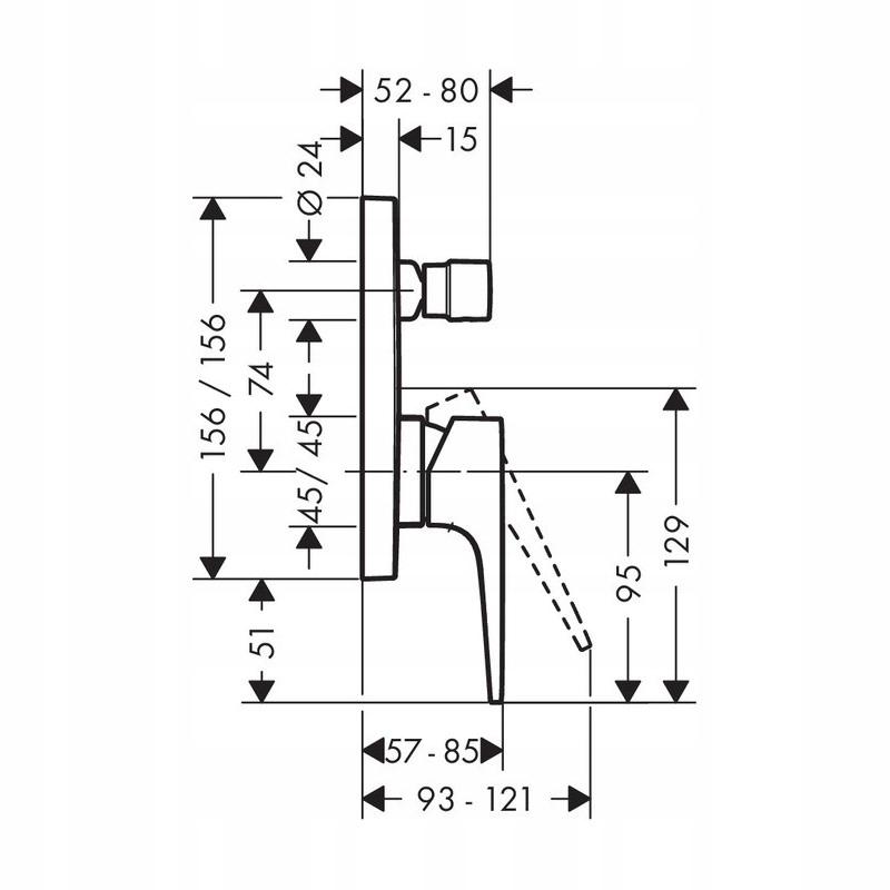 HANSGROHE Bateria wannowa Hansgrohe Metropol jednouchwytowa