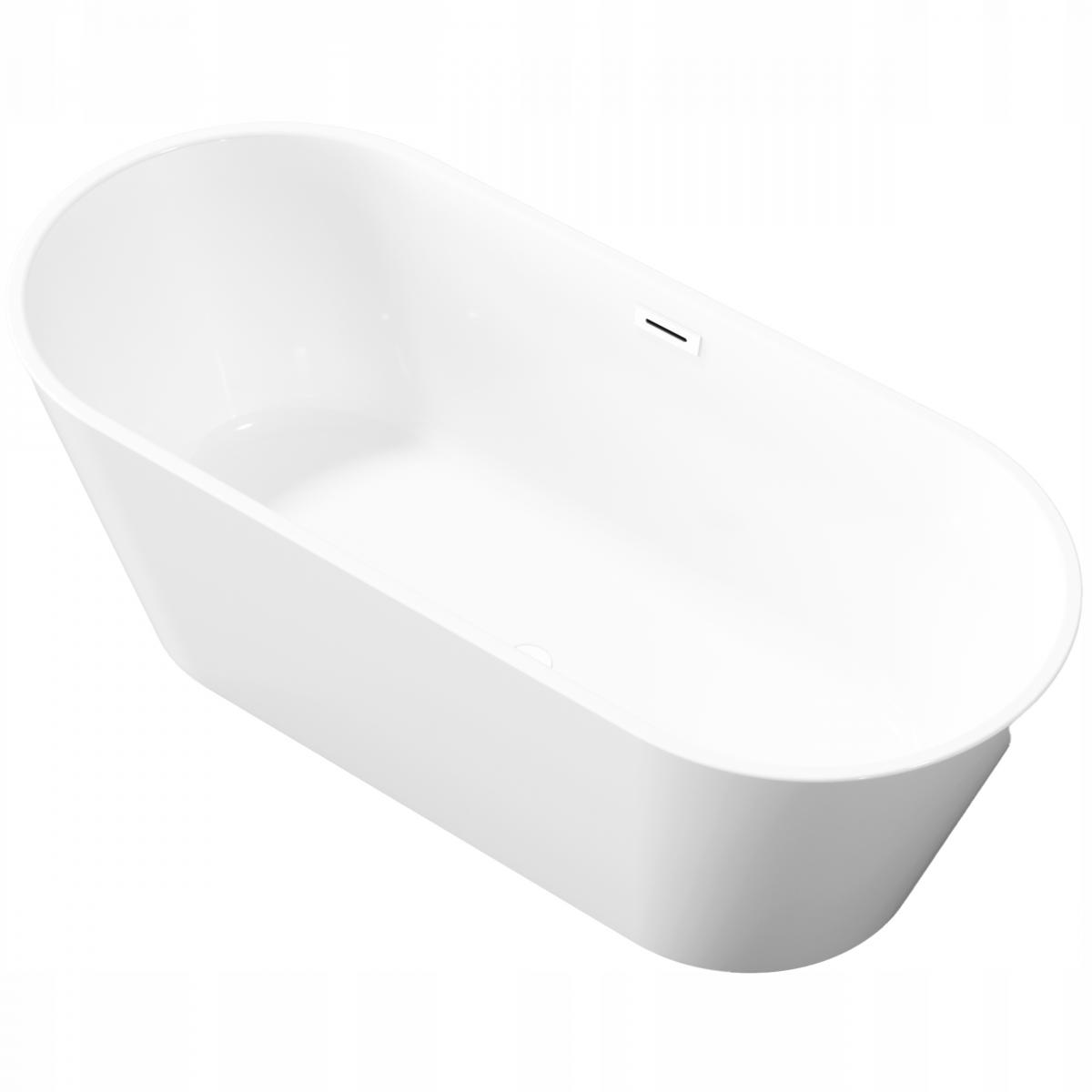 INVENA WANNA WOLNOSTOJĄCA 170 CM LIMNOS Z SYFONEM CHROM