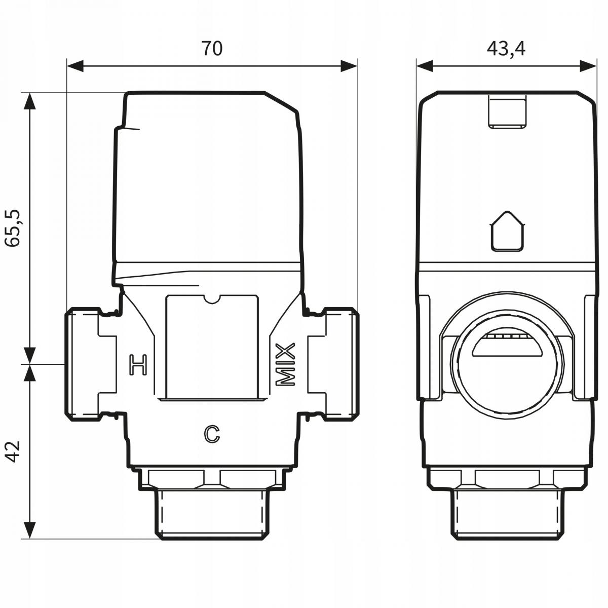 Zawór mieszający termostatyczny ATM 333 DN 20 3/4 GW 10 bar Kvs 1.6 35-60°C