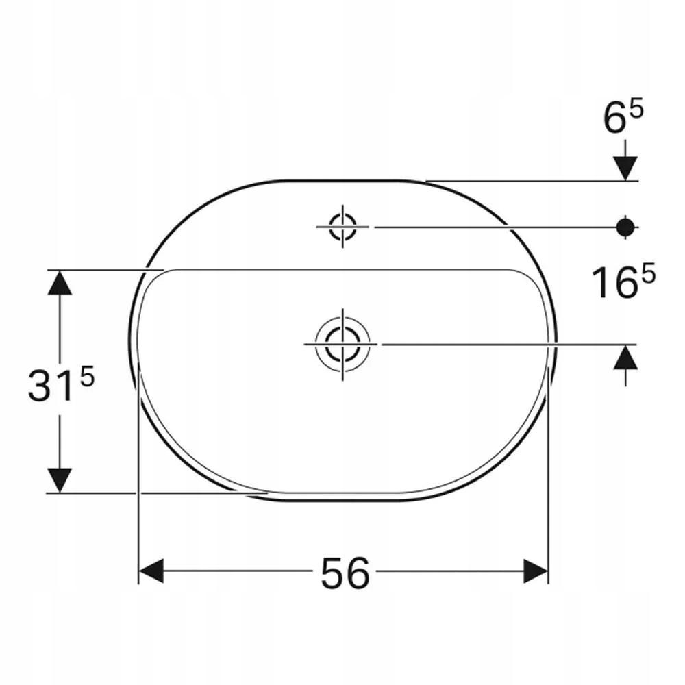 Umywalka Variform wpuszczana w blat, eliptyczna, B60 cm, H17.8 cm, T45 cm,
