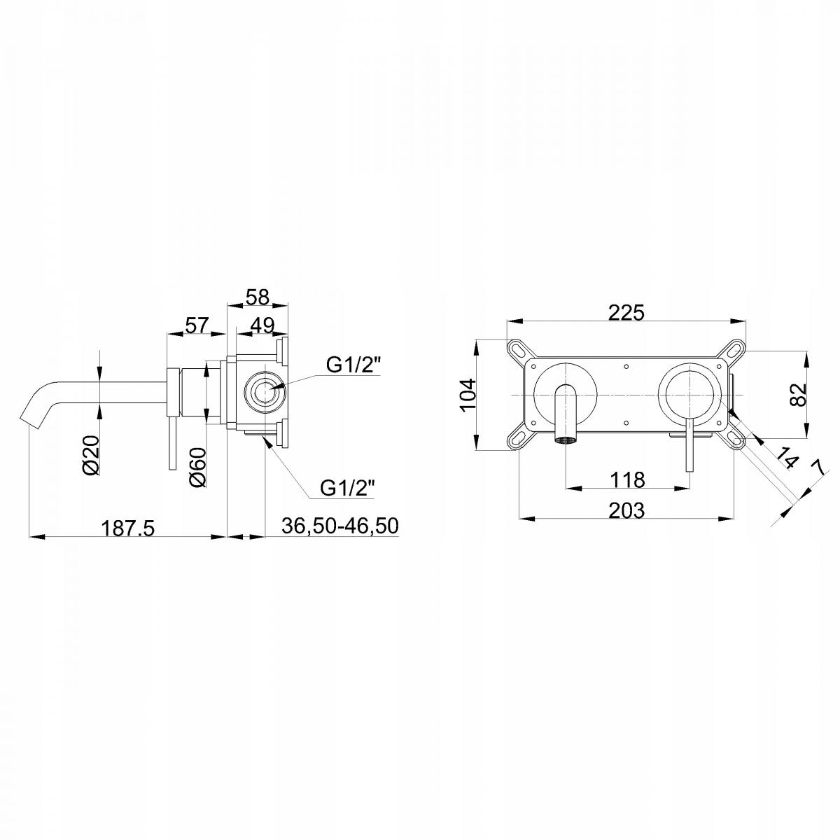 INVENA BATERIA UMYWALKOWA PODTYNKOWA KALITEA INVENA TREND, CZARNA