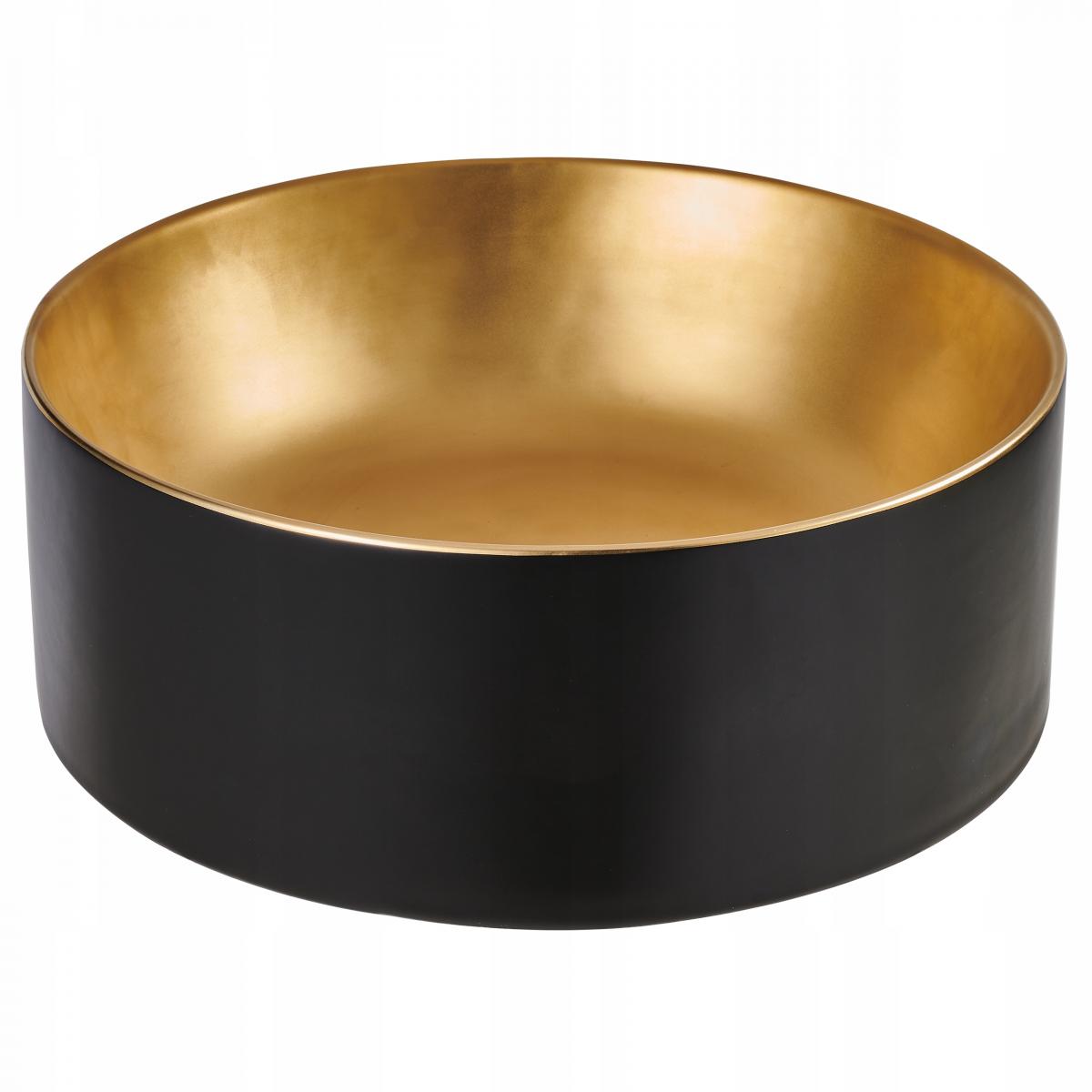 INVENA UMYWALKA NABLATOWA KOS INVENA TREND 42 CM, OKRĄGŁA CZARNO ZŁOTA