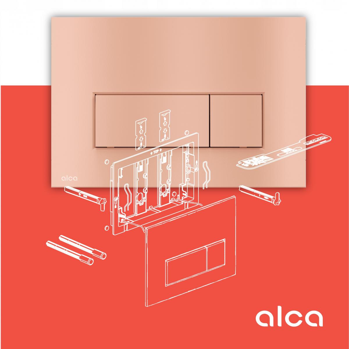Przycisk sterujący ALCADRAIN do systemów podtynk red gold - mat