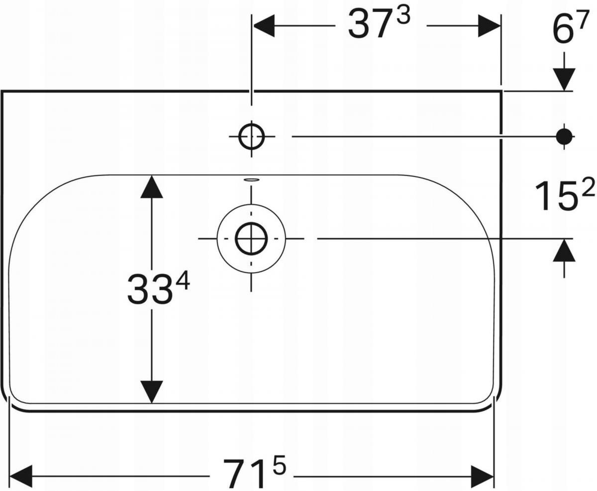 Umywalka Smyle Square B75 cm, H16.5 cm, T48 cm, z przelewem, z otworem na b