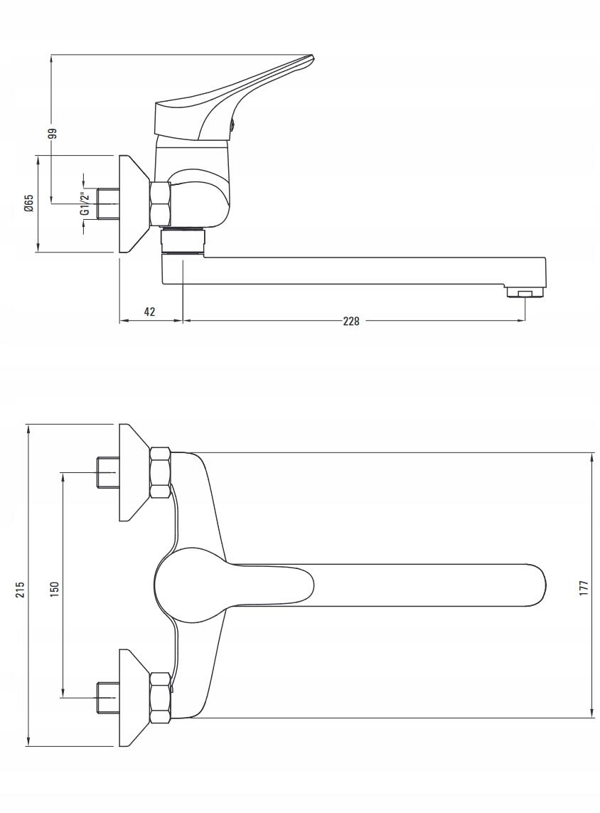 DEANTE Bateria zlewozmywakowa Joko chrom ścienna BOJ_080M 48h