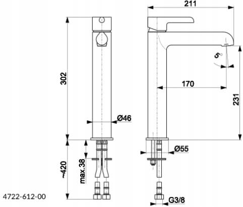 Bateria umywalkowa podtynkowa ARMATURA KRAKÓW MOKAIT 1-uchwytowa czarna