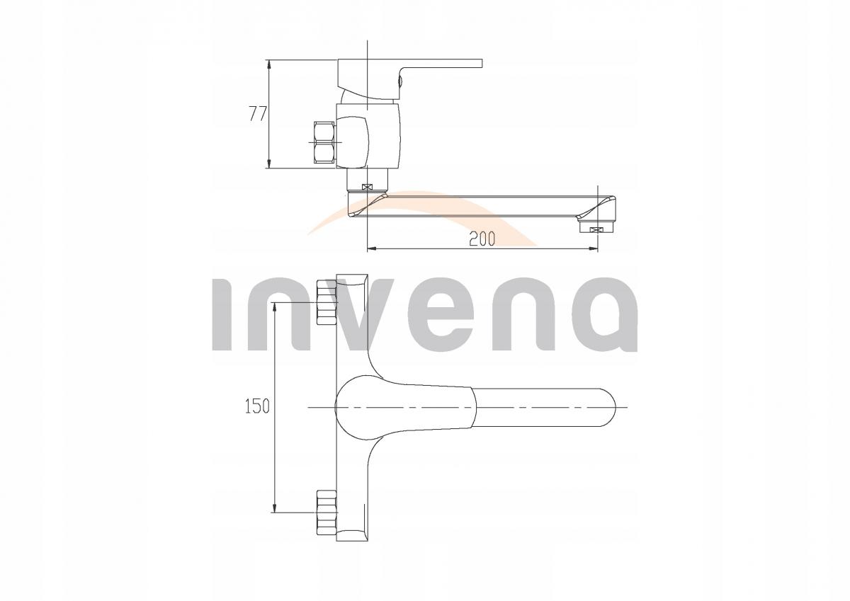 Bateria zlewozmywakowa INVENA VERSO ŚCIENNA 48h