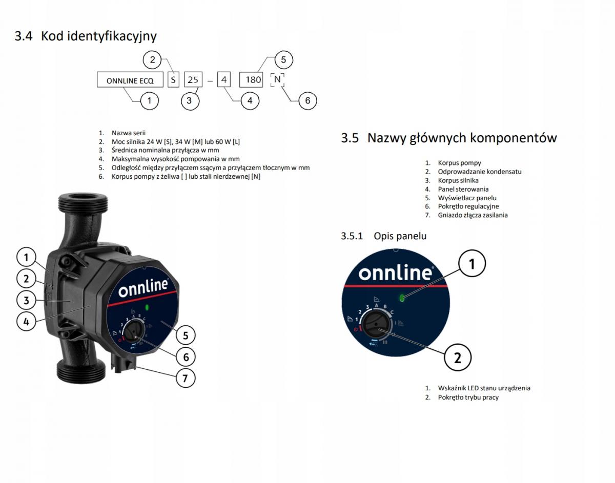 Pompa obiegowa ONNLINE EQC-L 25-8/180 - 1 1/2 - 180mm 48h