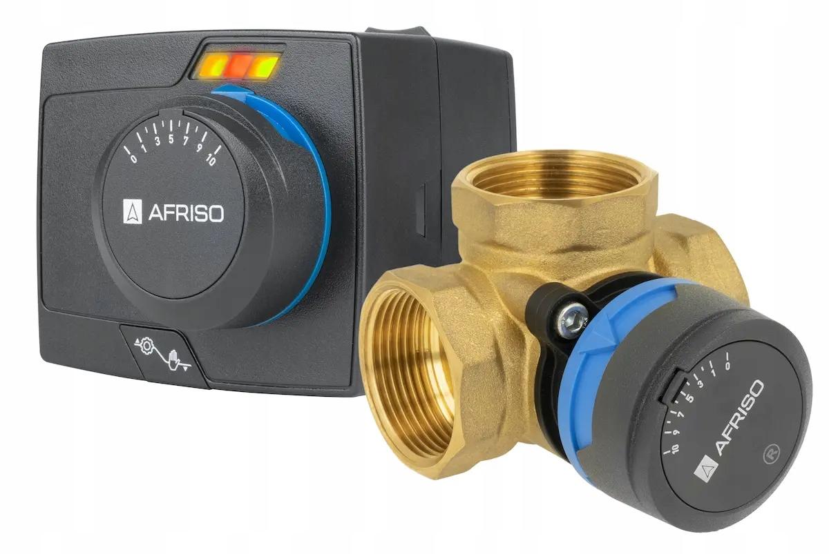 AFRISO Zestaw regulacyjny: 4-drogowy obrotowy zawór miesz + siłownik elektr