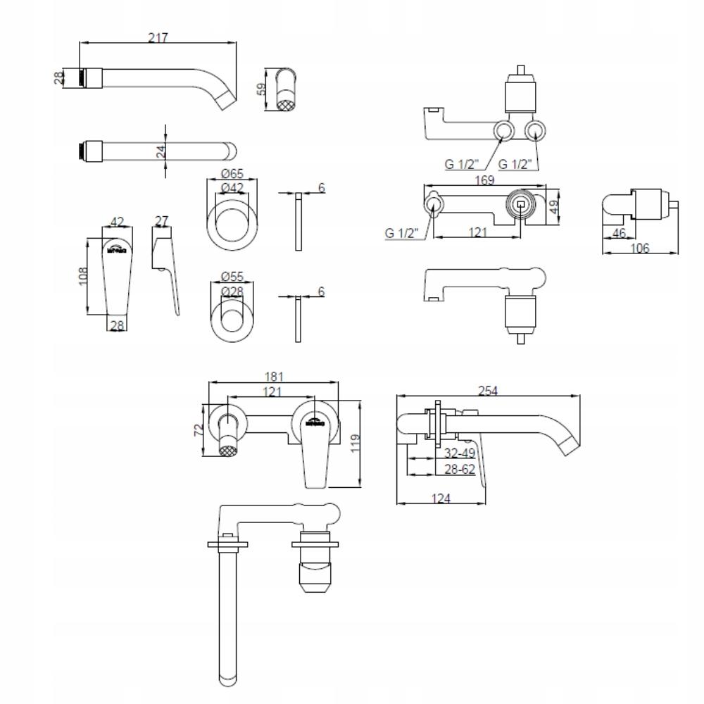 INVENA BATERIA UMYWALKOWA PODTYNKOWA DOKOS CHROM