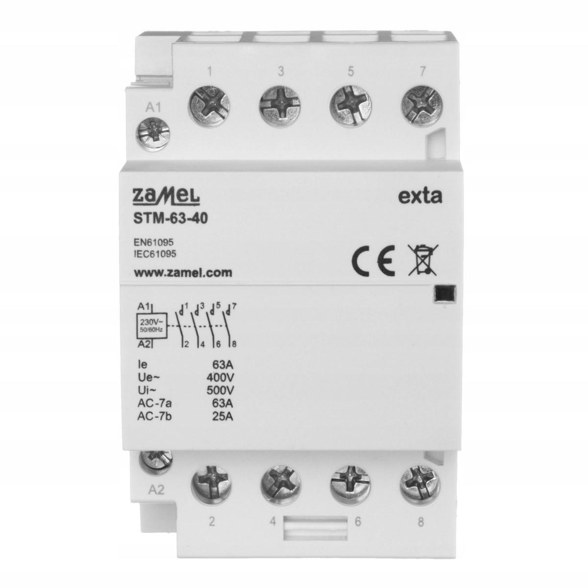ZAMEL Stycznik modułowy instalacyjny 63A, 4xNO, 24V AC/DC STM-63-40/24V