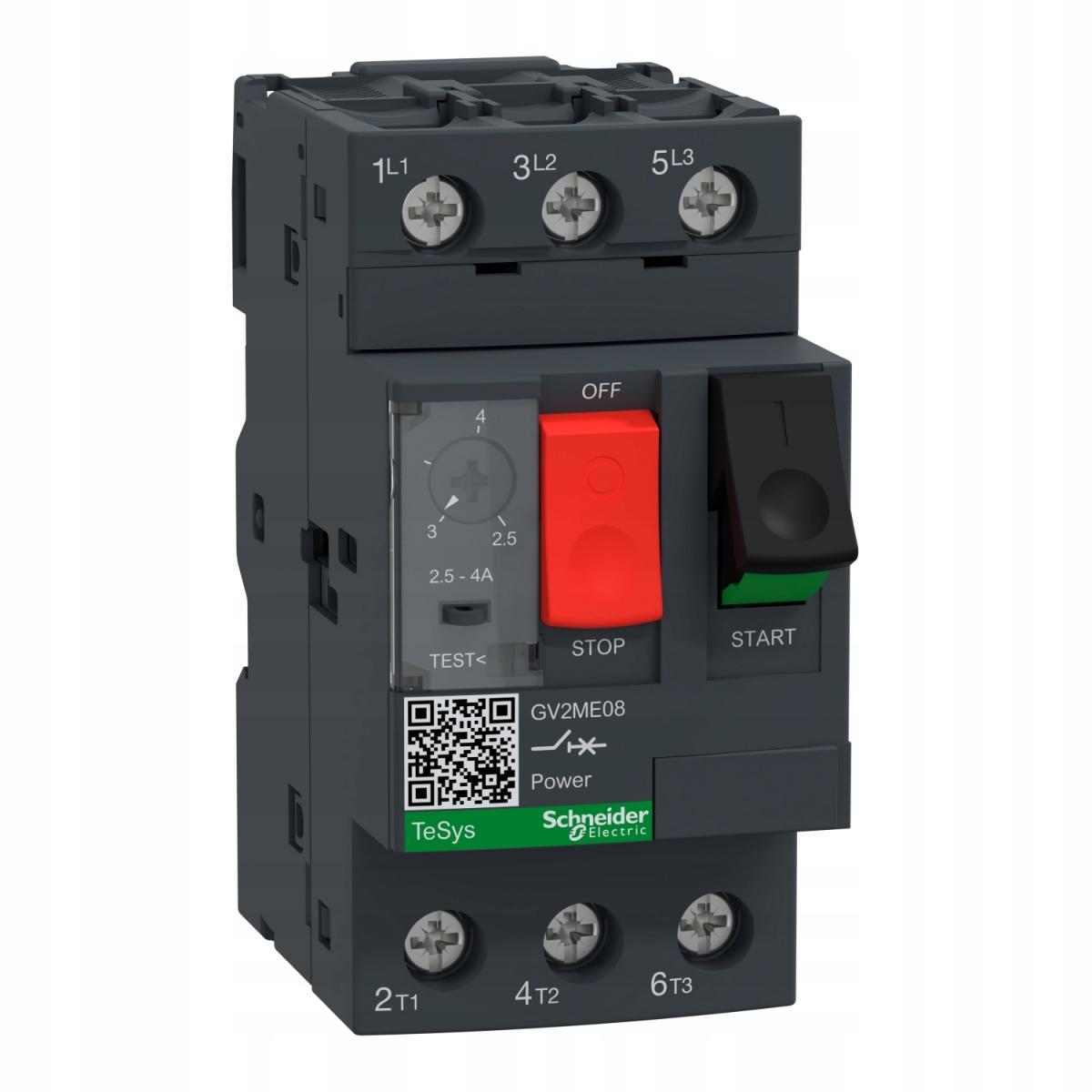 SCHNEIDER ELECTRIC Wyłącznik silnikowy GV2ME..AP 2,5-4A zaciski skrzynkowe