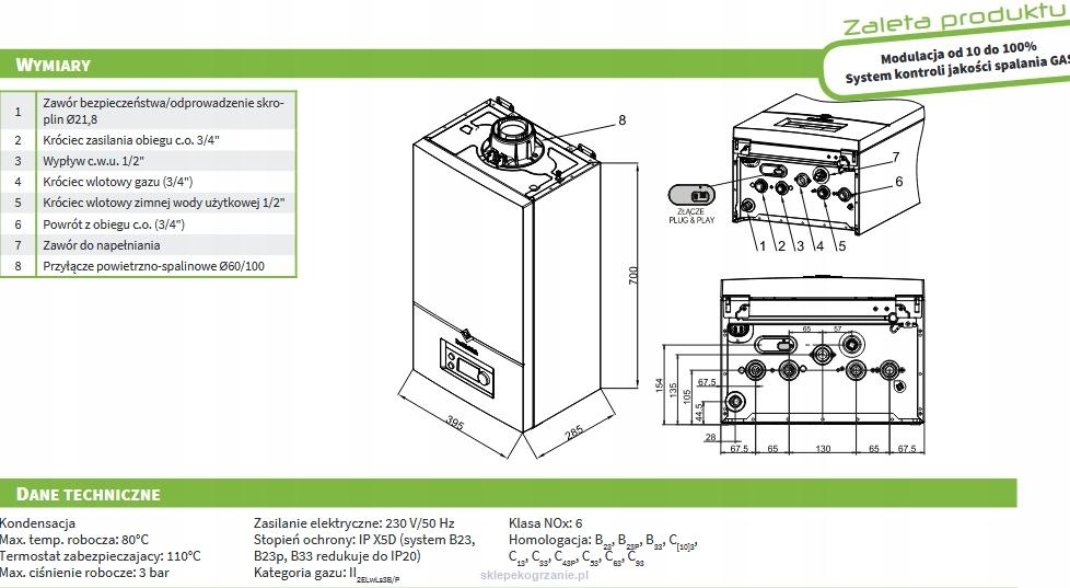 Kocioł gazowy kondensacyjny MCR4 32/35 MI dwufunkcyjny