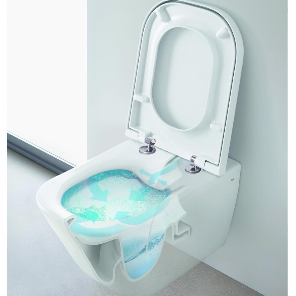 Miska wisząca HEBE 52x36cm Rimless Biały + Deska Slim wolnoopad. ROCA[16]