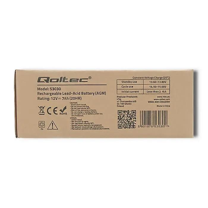 QOLTEC Akumulator AGM 12V 7Ah max. 105A