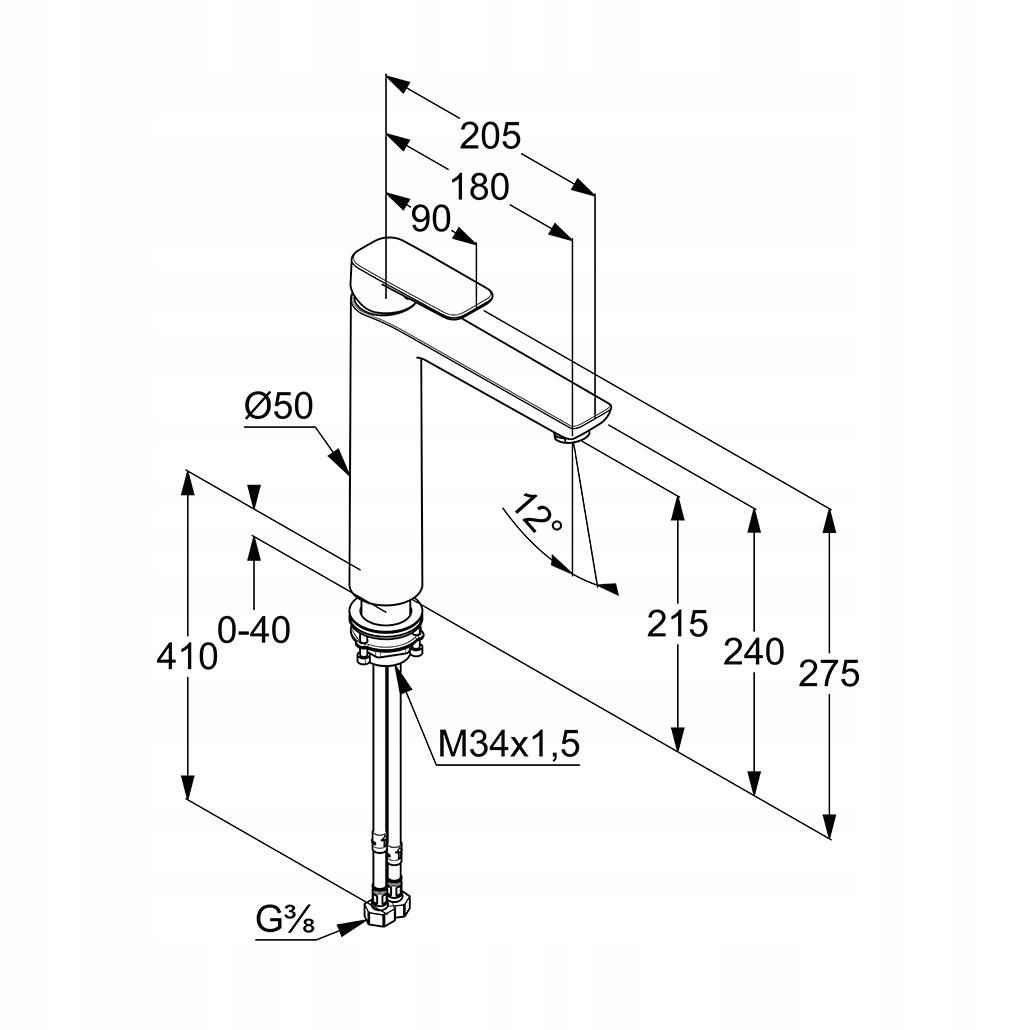 Bateria umywalkowa stojąca KLUDI PURE&STYLE 1-uchwyt 1-otw mosiężna chrom