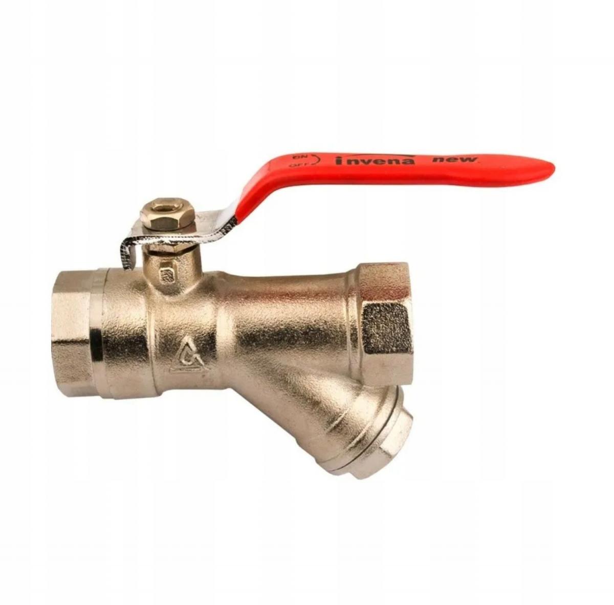 INVENA ZAWÓR KULOWY Z FILTREM SKOŚNYM DN 15 (1/2) PROV