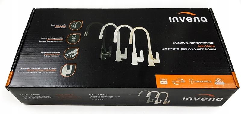 INVENA BATERIA ZLEWOZ JOGA PLUS Z RUCHOMĄ WYLEWKĄ, KOLOR BIAŁA