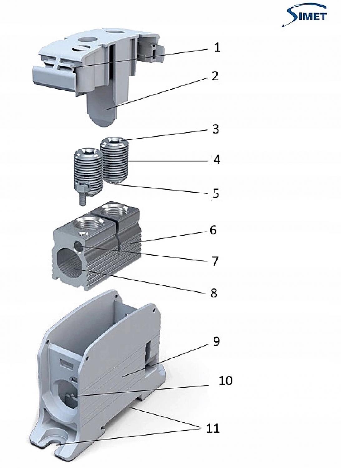 SIMET STB 300-2 Złączka szynowa gwintowa Al/Cu 87920 SIMBLOCK zielony