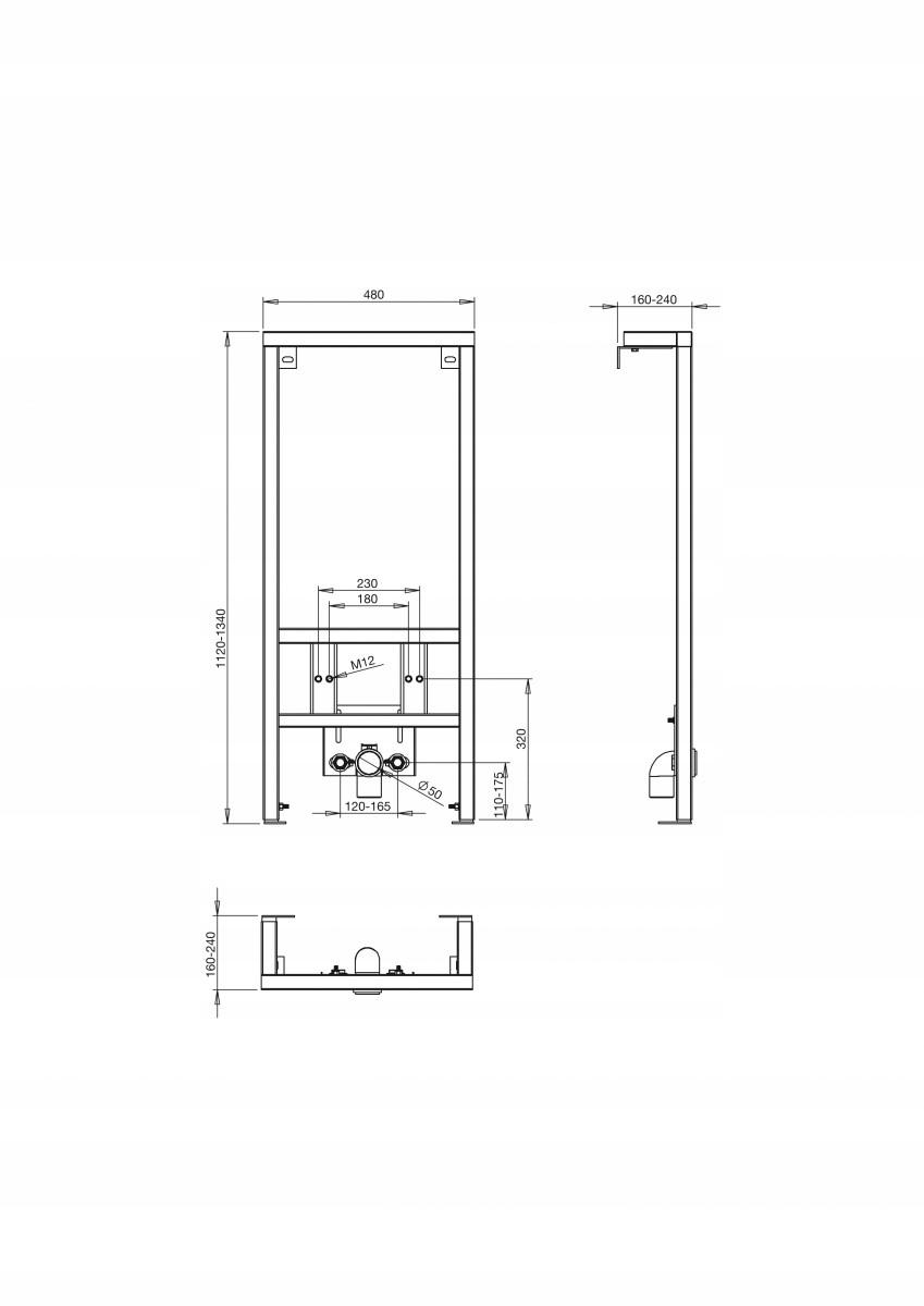 Stelaż do bidetu podtynkowy ROCA 480 x 240 x 1340 mm
