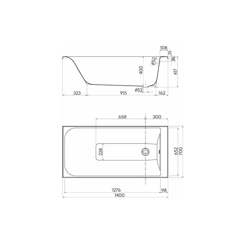 KOŁO Wanna akrylowa prostokątna GEBERIT Rekord 1400 700 mm biała
