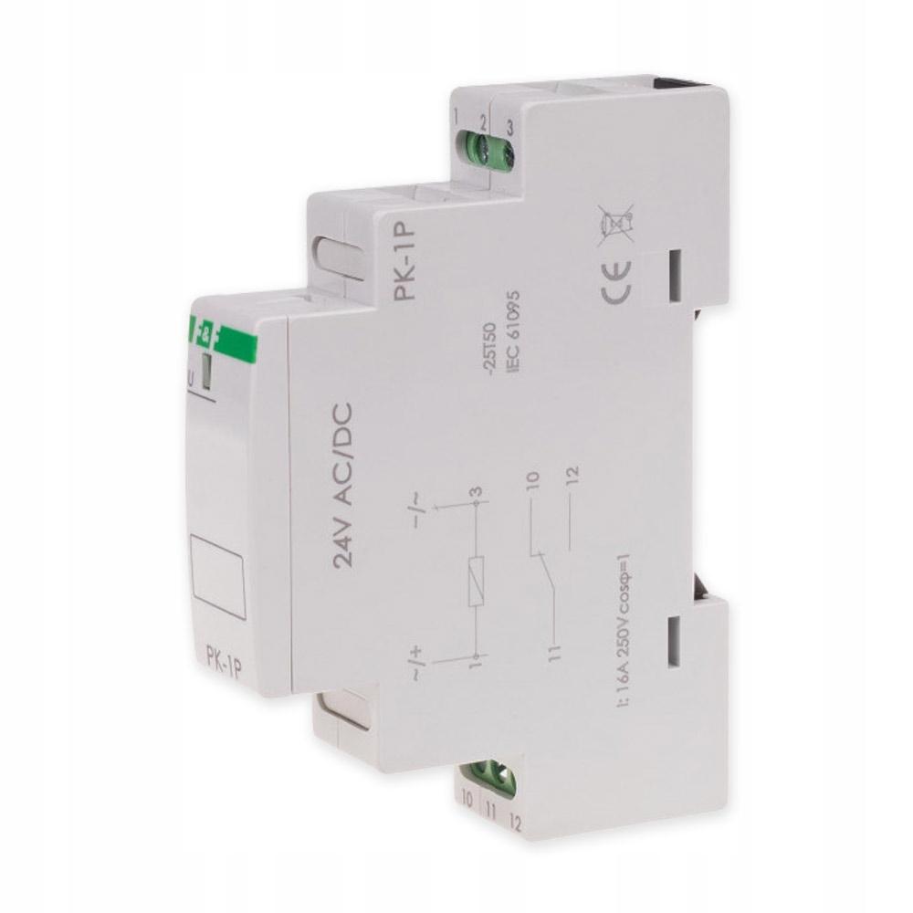 F&F Przekaźnik elektromagnetyczny PK-1P 24V AC/DC, styk: 1P I=16A, 1 moduł