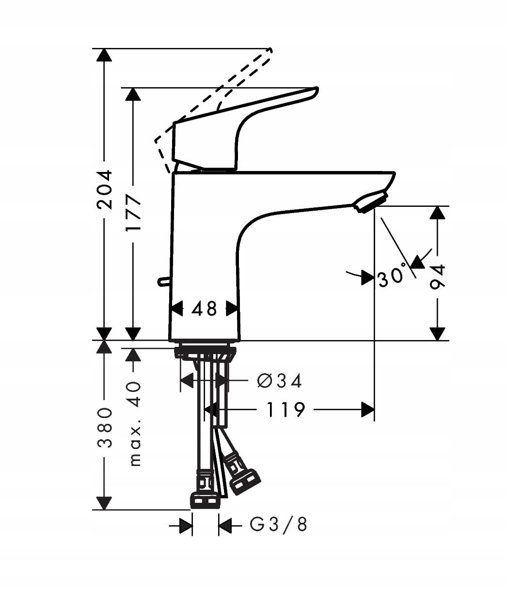 HANSGROHE Bateria umywalkowa 100 Focus, jednouchwytowa DN15 chrom