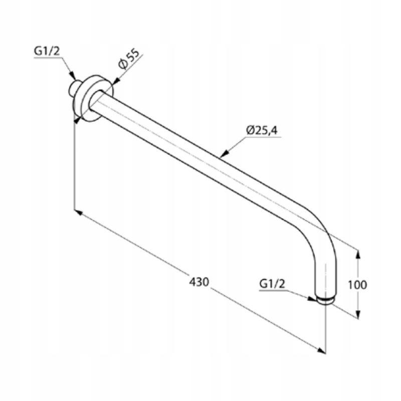 Ramię natrysku KLUDI A-QA d55 400 mm czarne mat