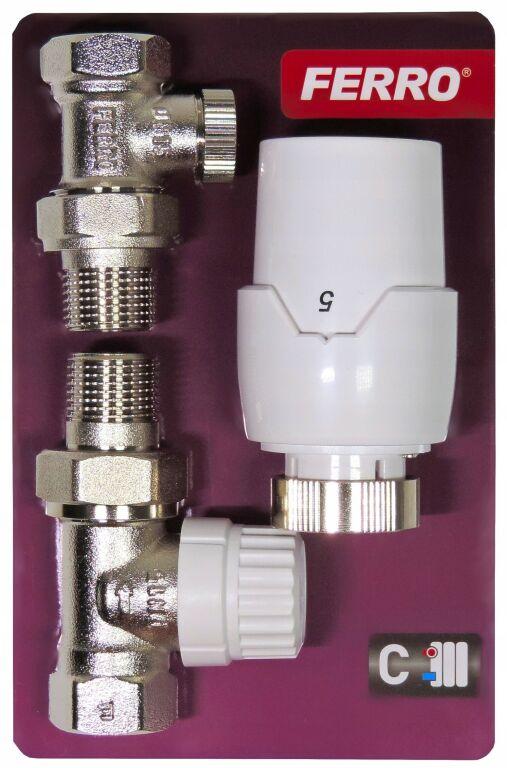 Komplet termostatyczny prosty 1/2