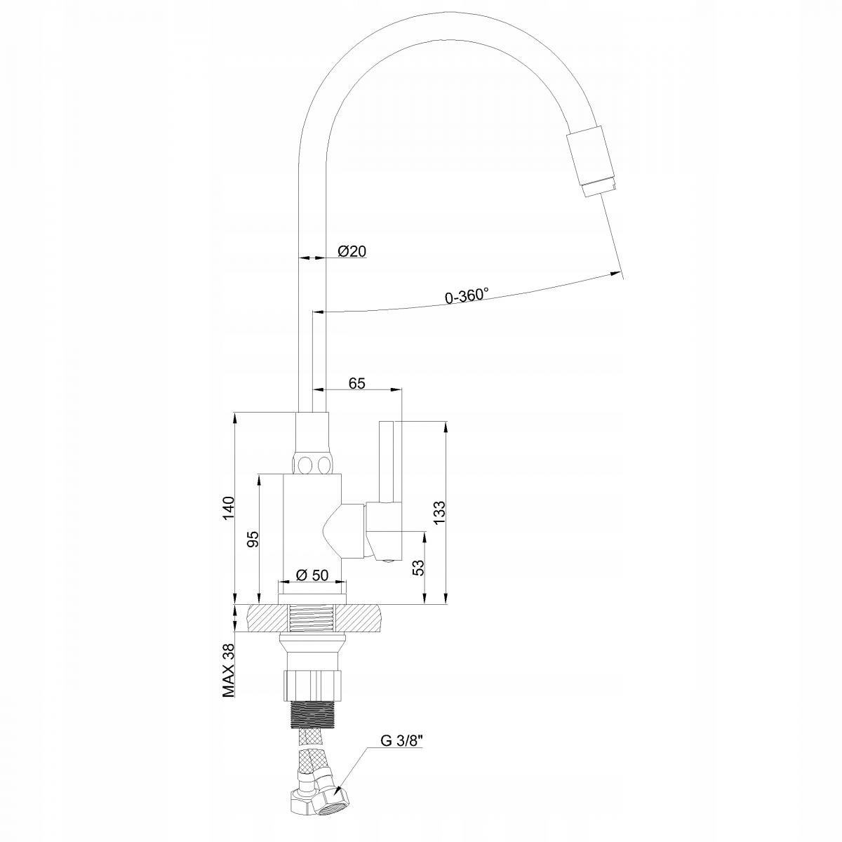INVENA BATERIA ZLEWOZMYWAKOWA SILVA Z RUCHOMĄ WYLEWKĄ, CZARNA