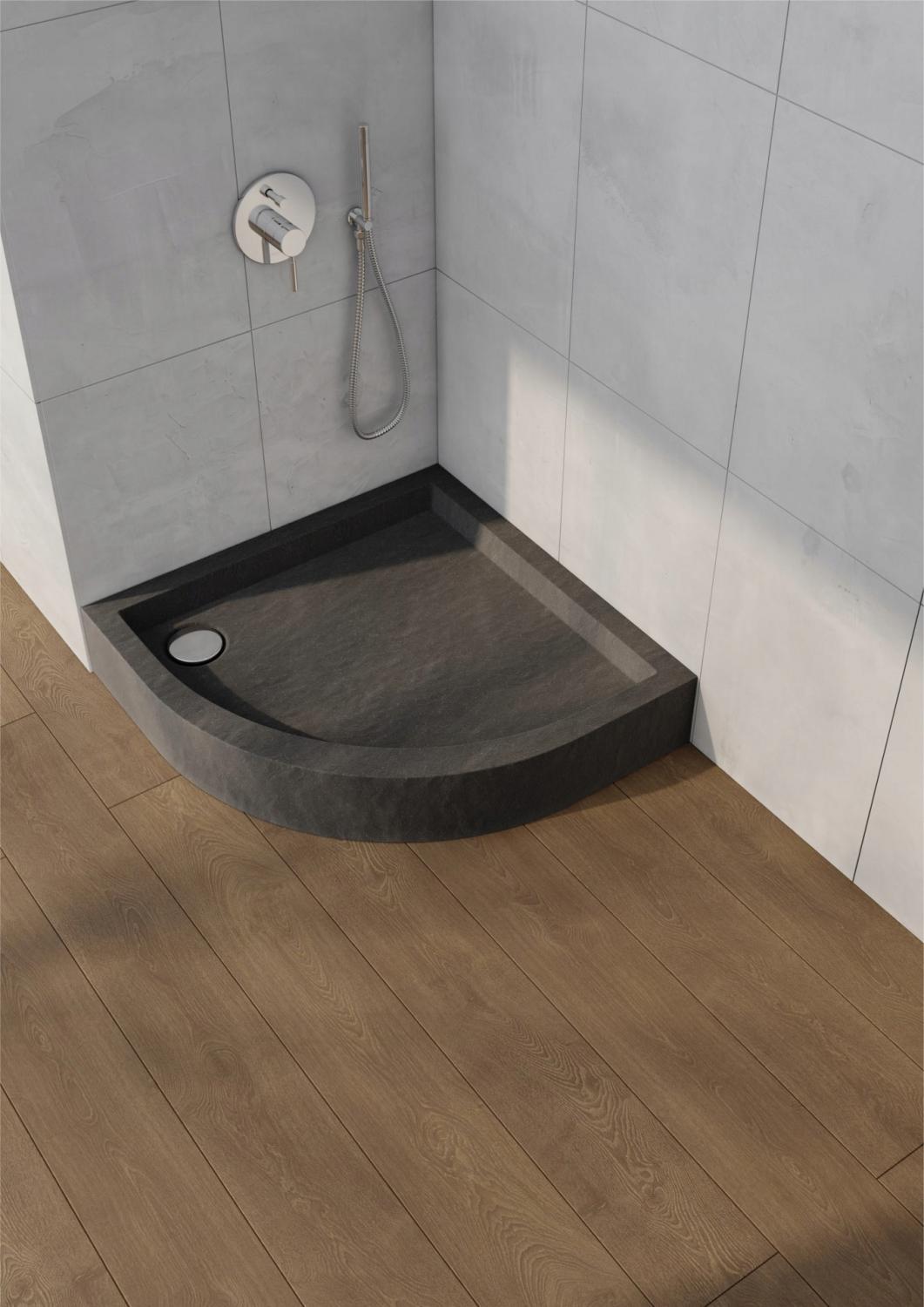 Brodzik akryl Medium podbudowa Stabilsound panel Black Stone 90x90 półokrąg