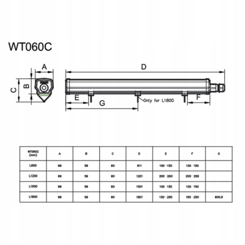 PHILIPS Oprawa hermetyczna LED WT060C 600mm 15W, 4000K, 1800lm, IP66
