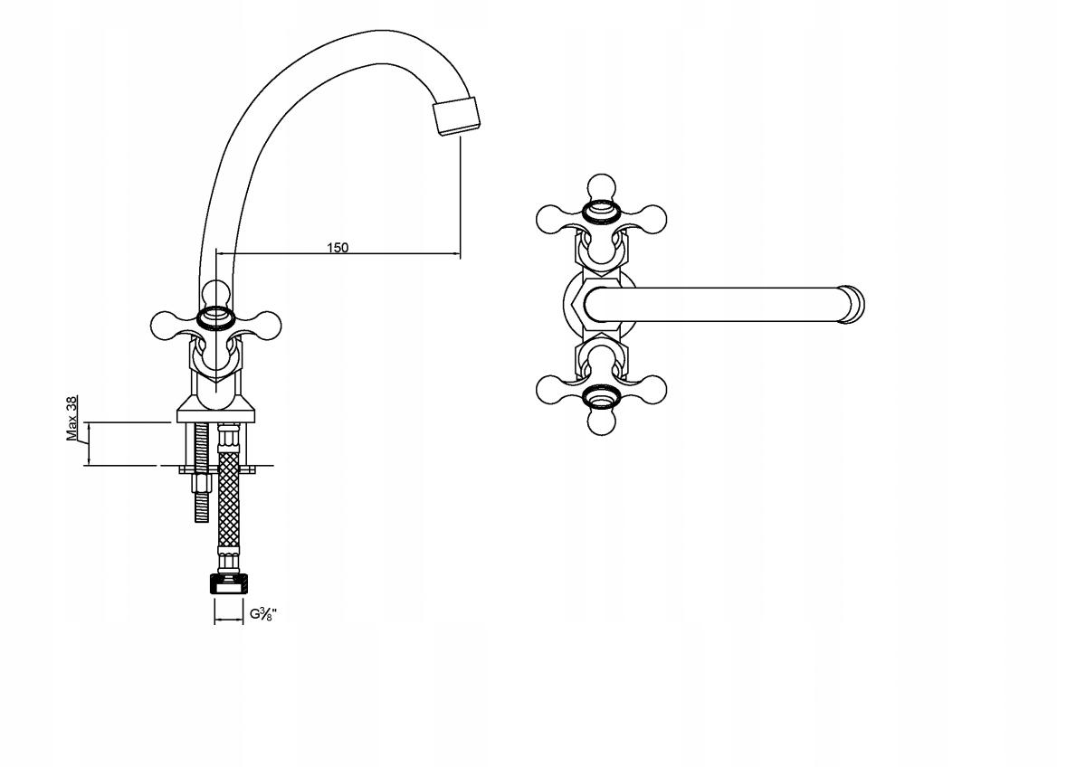 INVENA BATERIA STOJĄCA ROMA,WYL.150,PODŁ.3/8