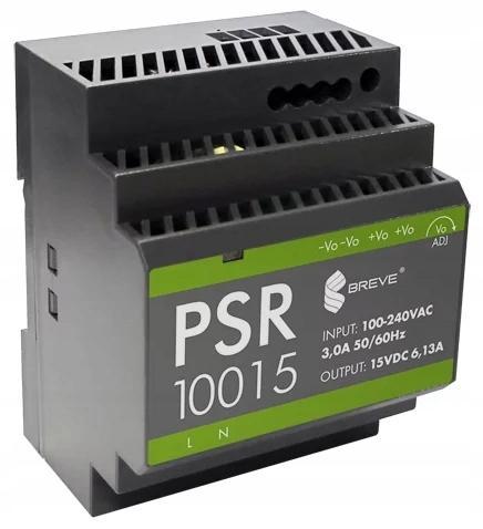 Zasilacz impulsowy PSR 10015 230/ 15VDC 6,13A 92W na szynę DIN, Uzas: 85-26