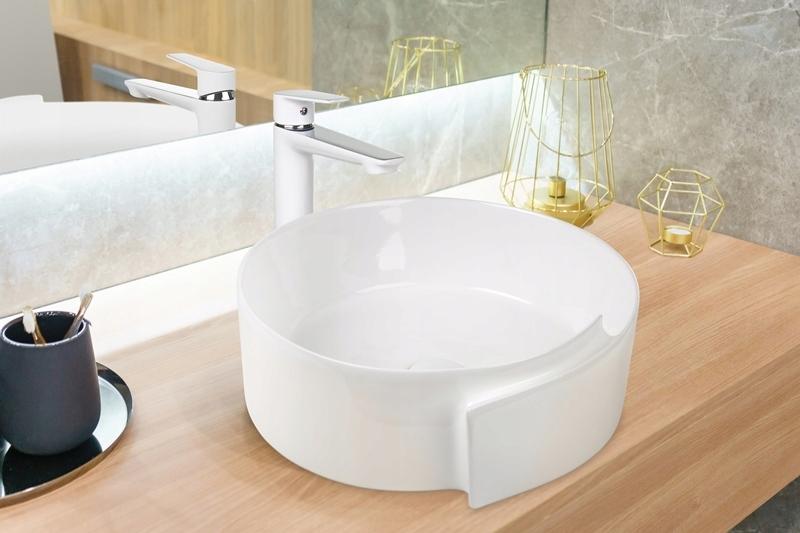 Bateria umywalkowa INVENA wysoka DOKOS BIAŁY CHROM 48h