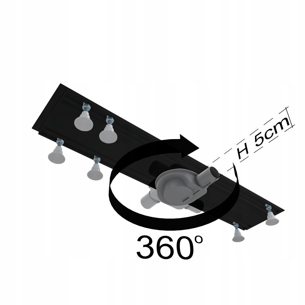 Odpływ liniowy Base-Low Black Standard 60x8 z mask do zabudowy płytkami