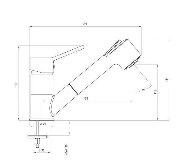 DEANTE Bateria kuchenna Narcyz z wyciąganą wylewką, chrom