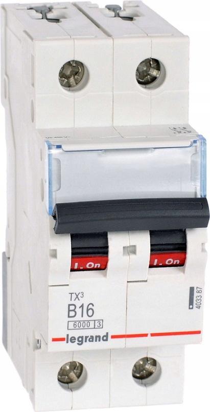 LEGRAND Wyłącznik nadprądowy S 302 2P B 16A 6000A TX3