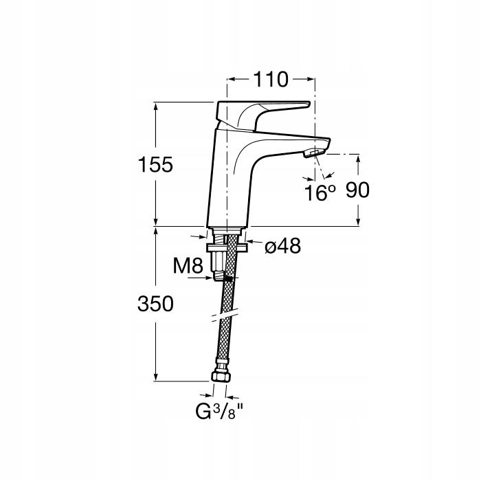 Bateria umywalkowa sztorcowa ROCA NAIA BLACK 1-uchwyt. 1-otworowa czarna