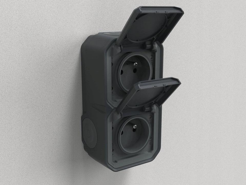 Gniazdo podwójne z uziemieniem 2x2P+Z, pioNOWE, mechanizm 16A-250 V~- antra