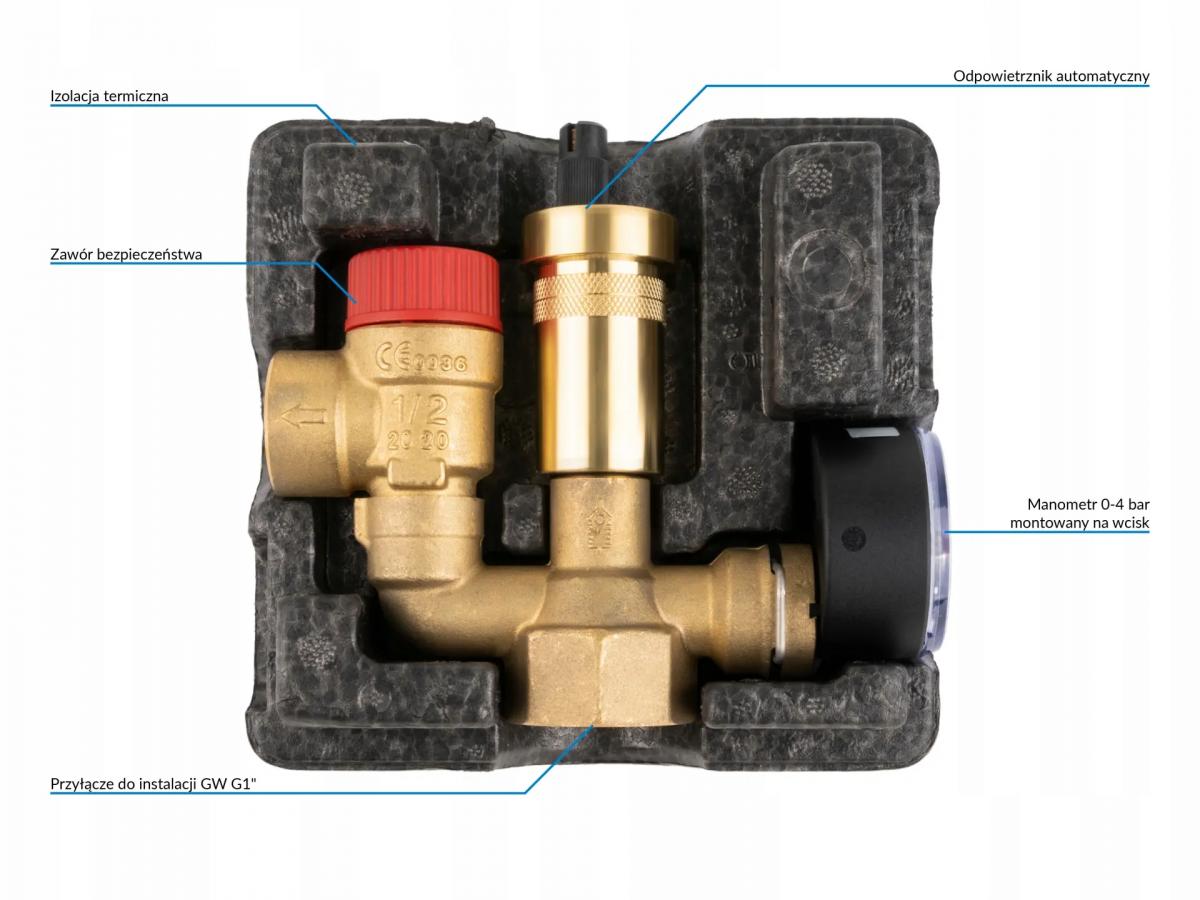 Grupa bezpieczeństwa Afriso KSG mini do instalacji C.O 77350 z izolacją 48h