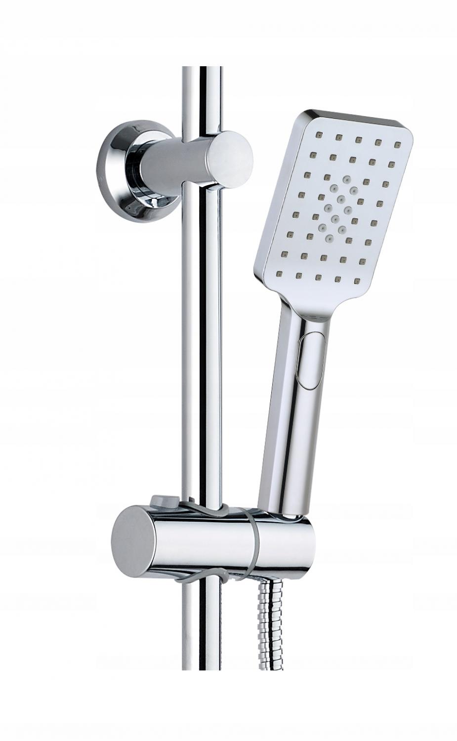 Bateria wannowo-prysznicowa dwuuchwytowa ścienna Hansgrohe Ecostat srebrny