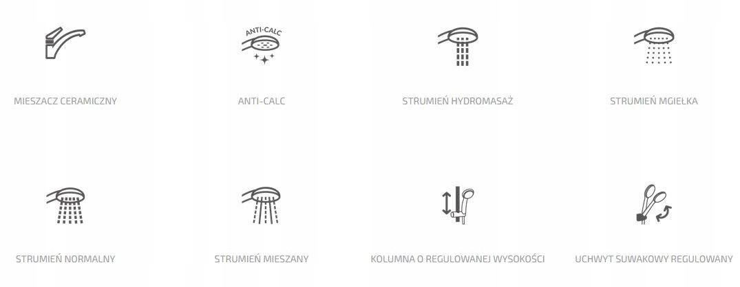 INVENA DESZCZOWNIA Z BATERIĄ NATRYSKOWĄ MALTA CHROM
