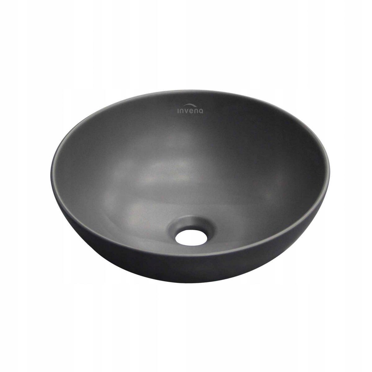 INVENA UMYWALKA NABLATOWA TINOS INVENA TREND, 39,5 CM, CZARNY PÓŁMAT