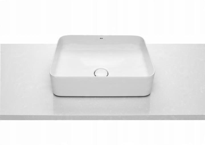 Umywalka nablatowa INSPIRA Square 50x37cm, b/otw., b/przel. Biały ROCA