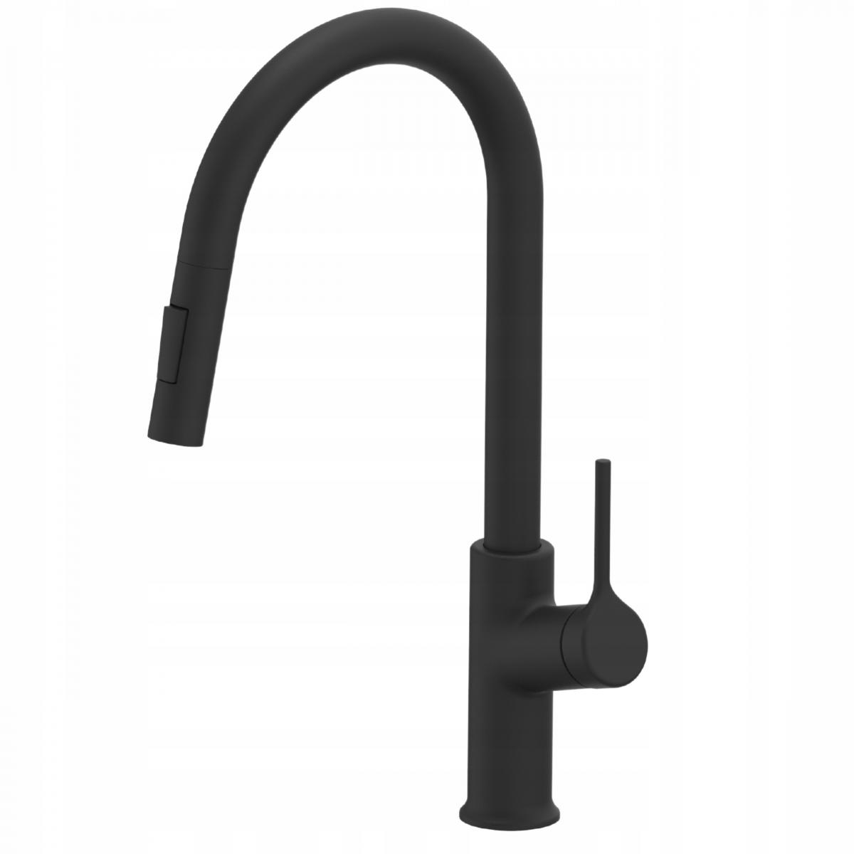 INVENA BATERIA ZLEW FARSALA Z WYCIĄGANĄ 2F WYLEWKĄ TYPU U CZARNA TREND